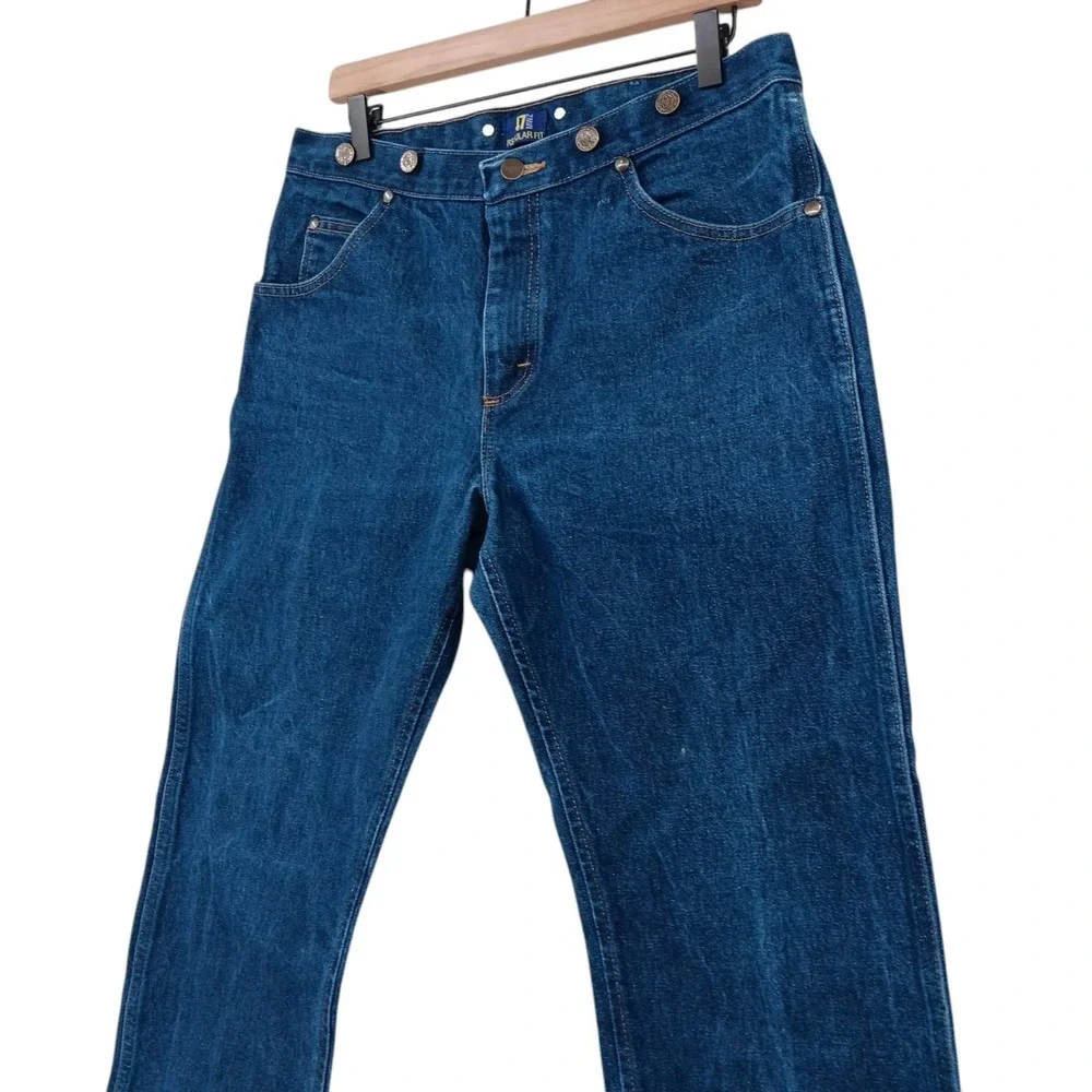 Wrangler 47MWZ Jeans Mens 32x28 (Tag 34x30) Blue Regular Fit Suspender Buttons